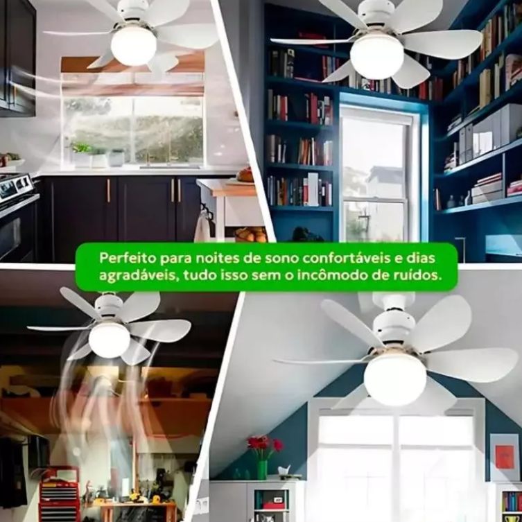 Ventilador instalado em cozinha, biblioteca, garagem e quarto